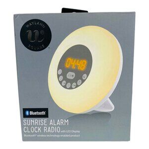 Wayland Square Sunrise Alarm Clock Radio Bluetooth LED Display Wireless Speaker